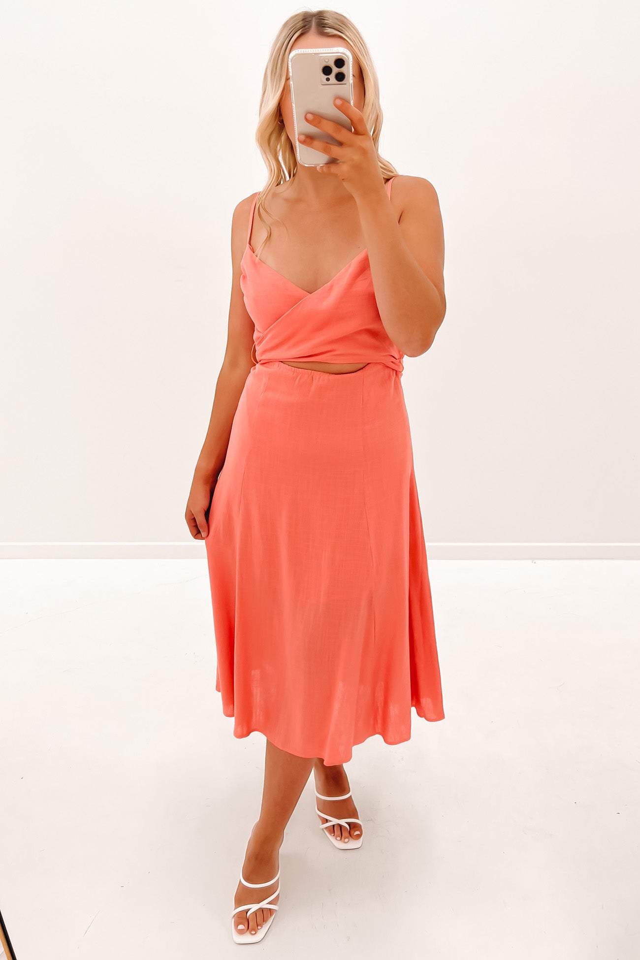 Valentina Midi Dress Coral