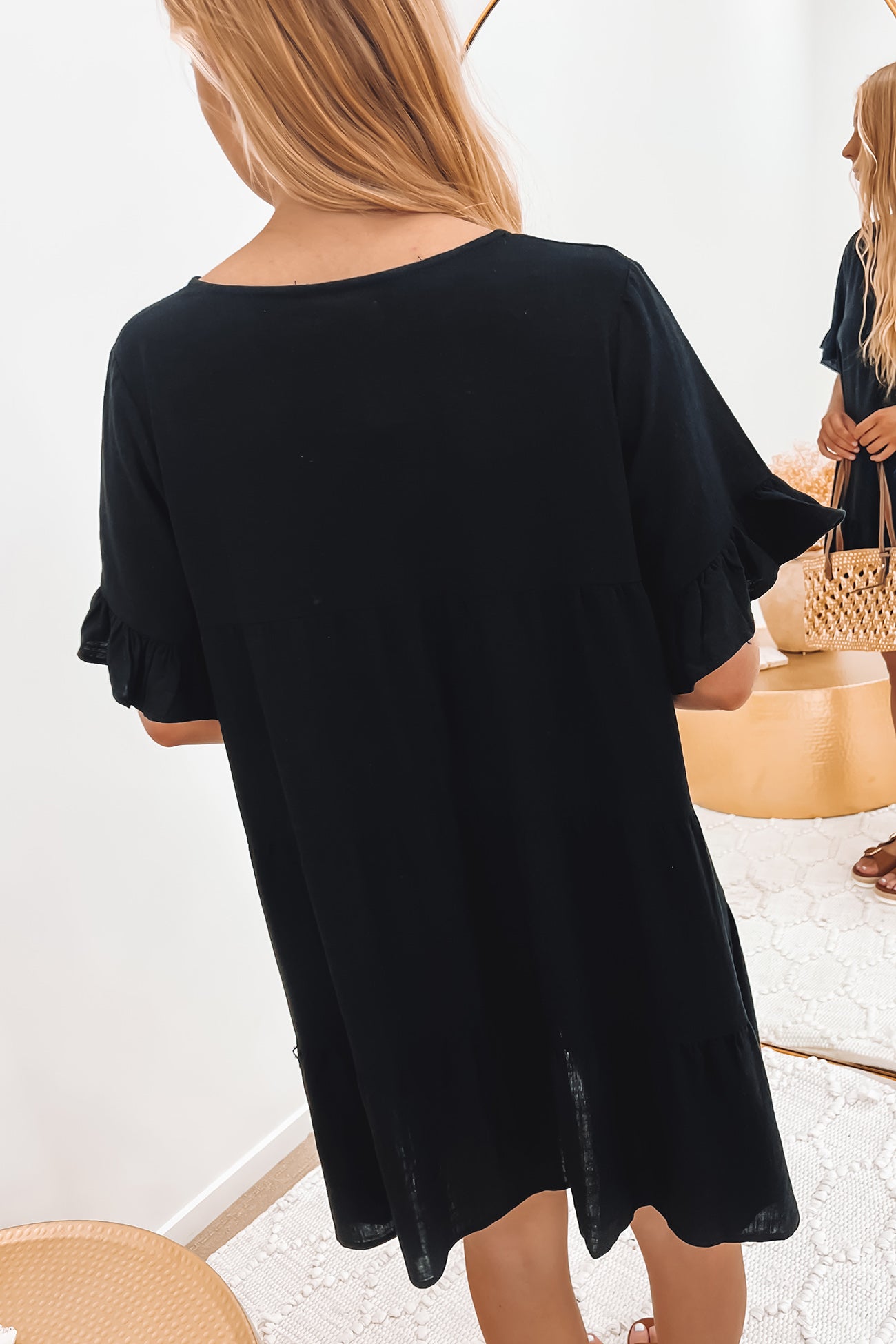 Vander Mini Linen Dress Black