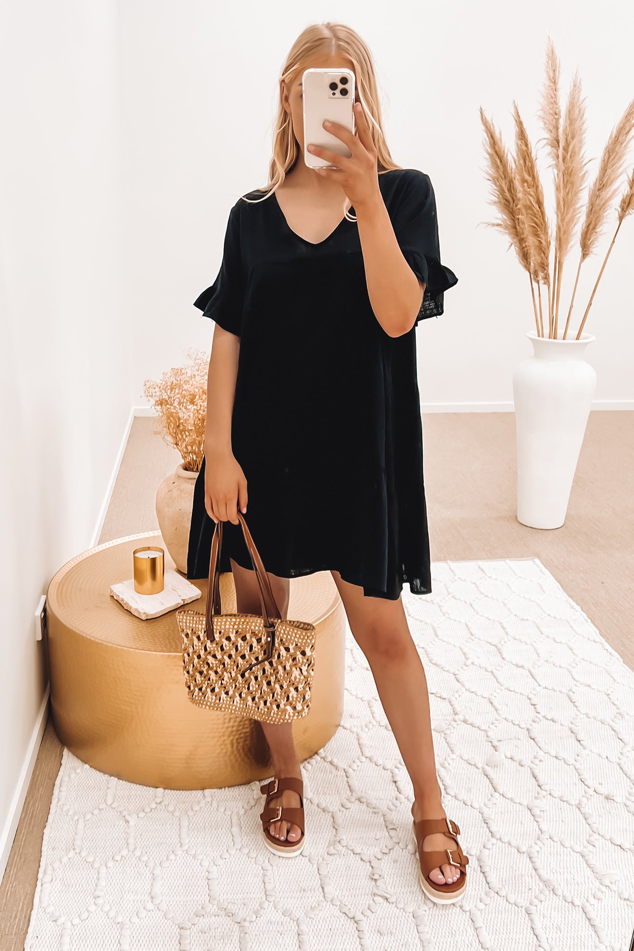 Vander Mini Linen Dress Black