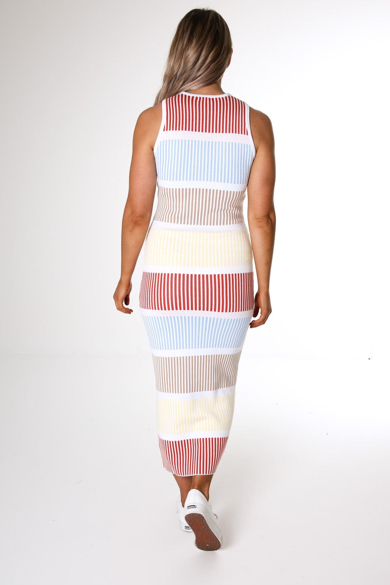 Vienna Knit Midi Dress White Multi