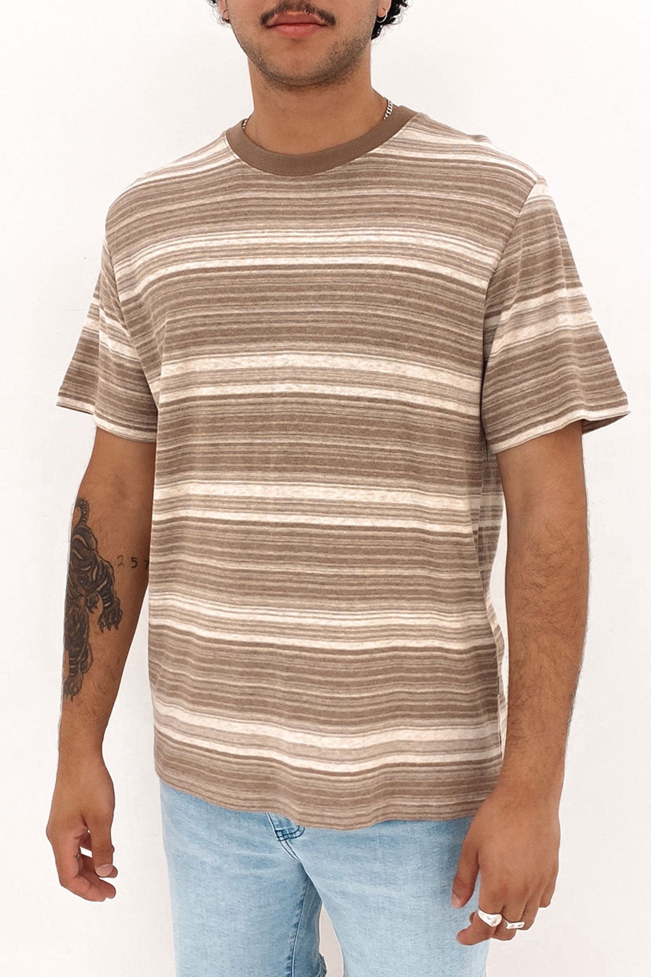 Vintage Stripe Short Sleeve T-Shirt Chocolate