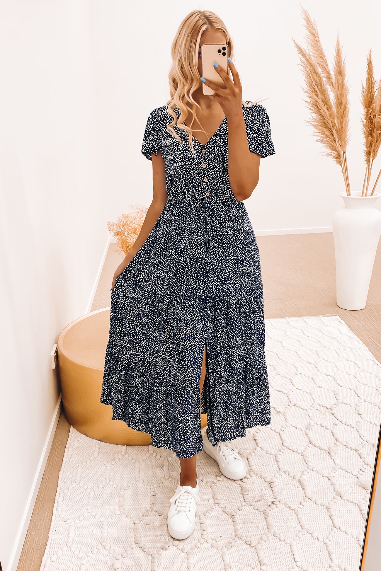 Wanda Midi Dress Navy Spot