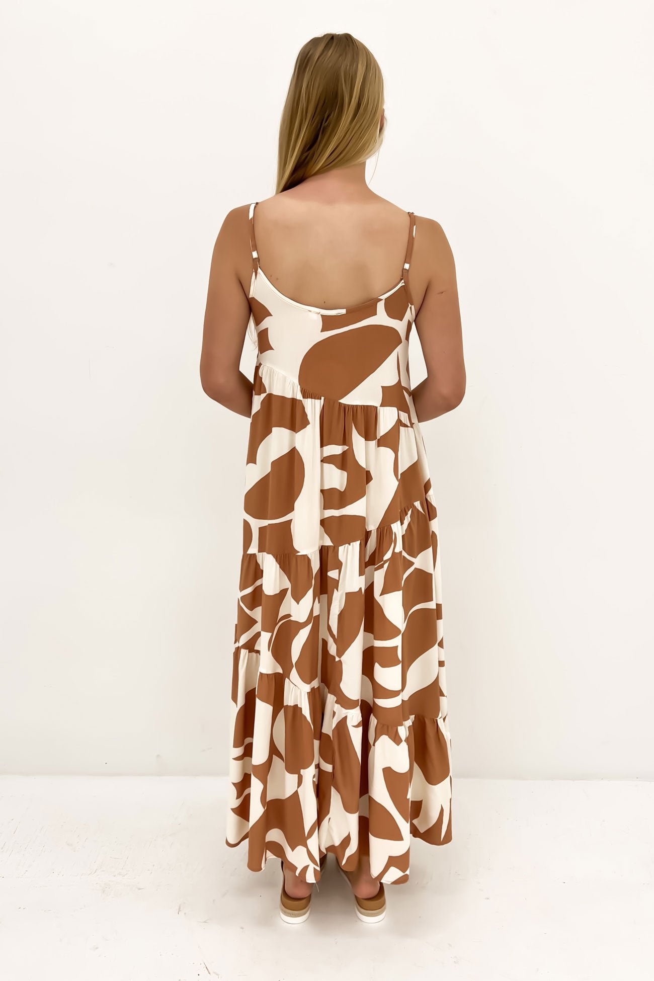 Waylon Midi Dress Tan Abstract