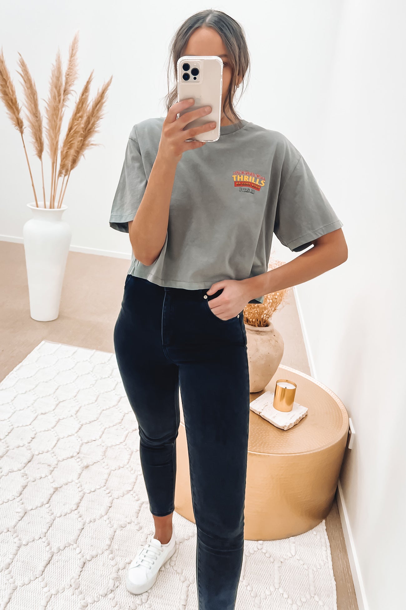 Wings Of Fire Crop Merch Fit Tee Washed Grey
