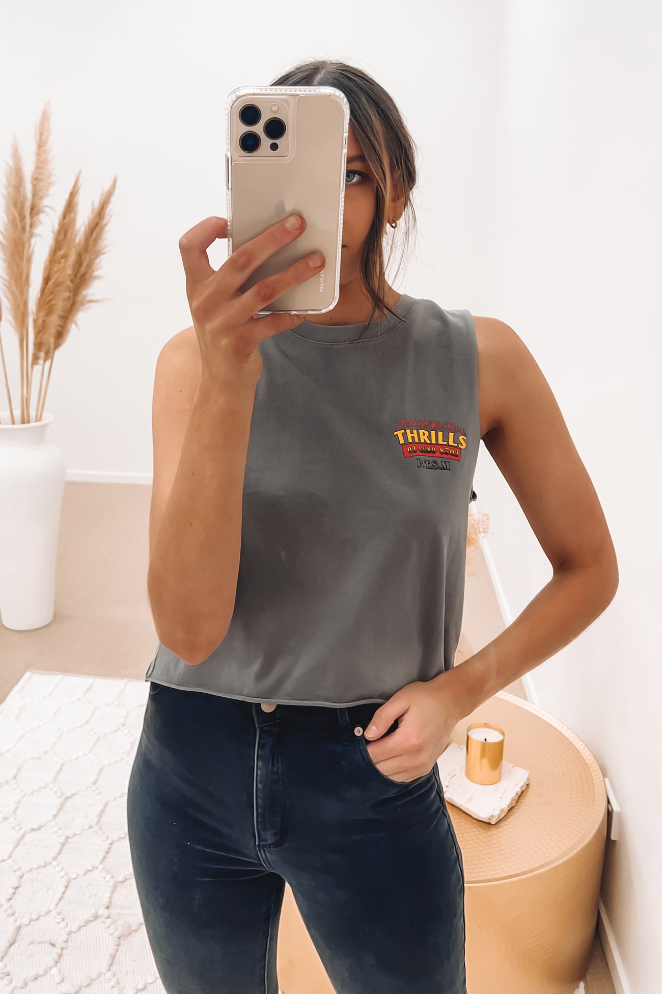 Wings Of Fire Crop Muscle Washed Grey