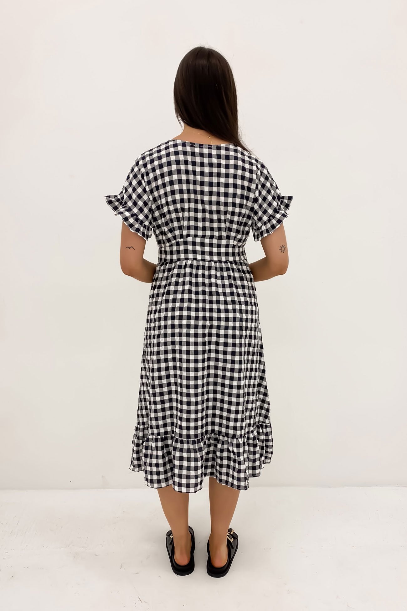 Wren Midi Dress Black Gingham