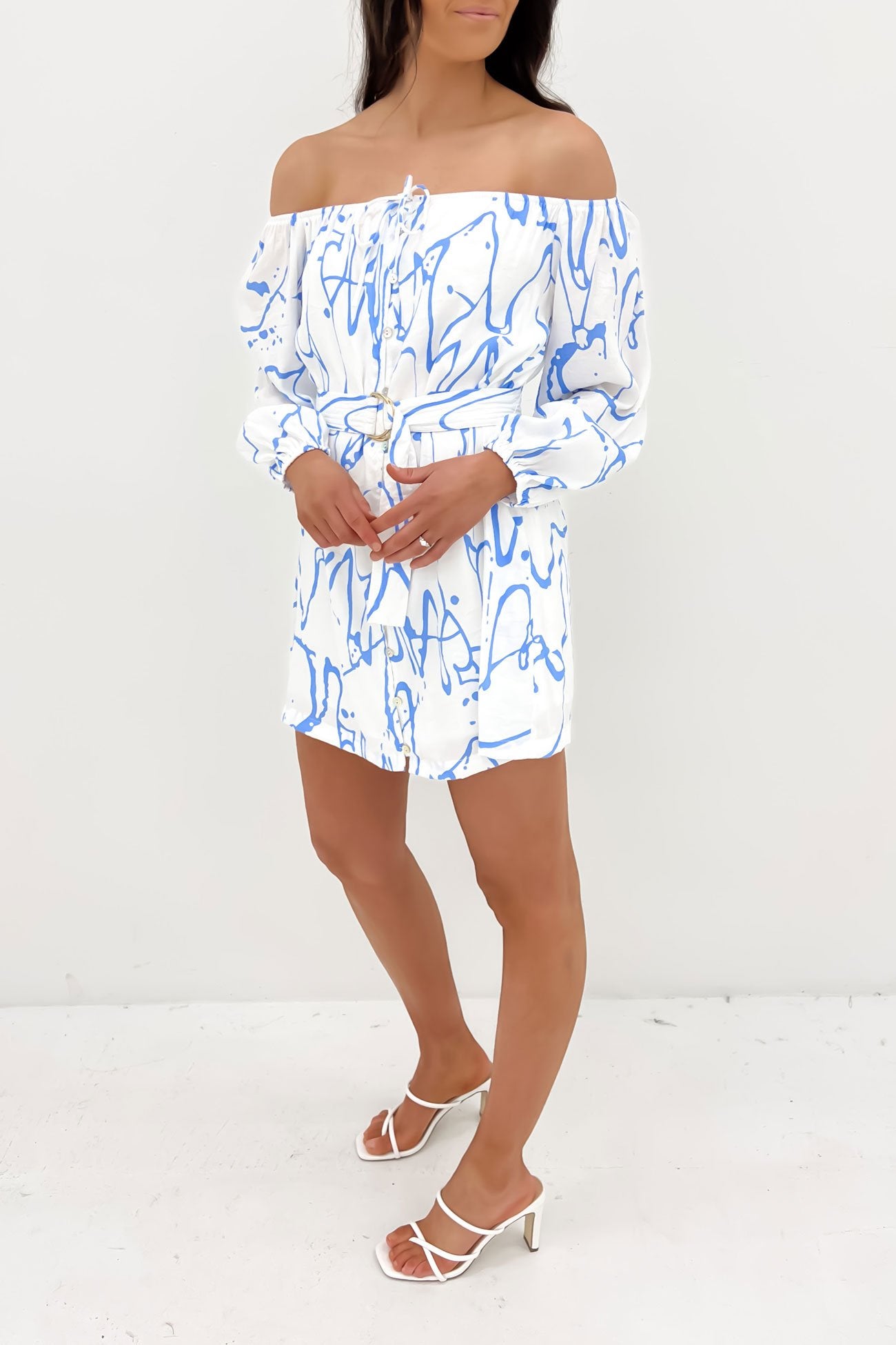 Wynter Mini Dress White Blue