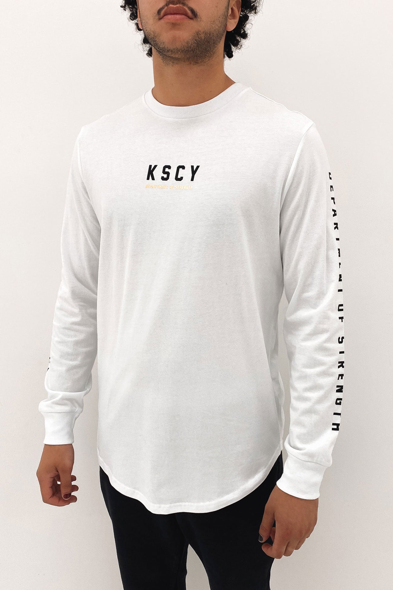 Zenia Dual Curved Long Sleeve Tee White