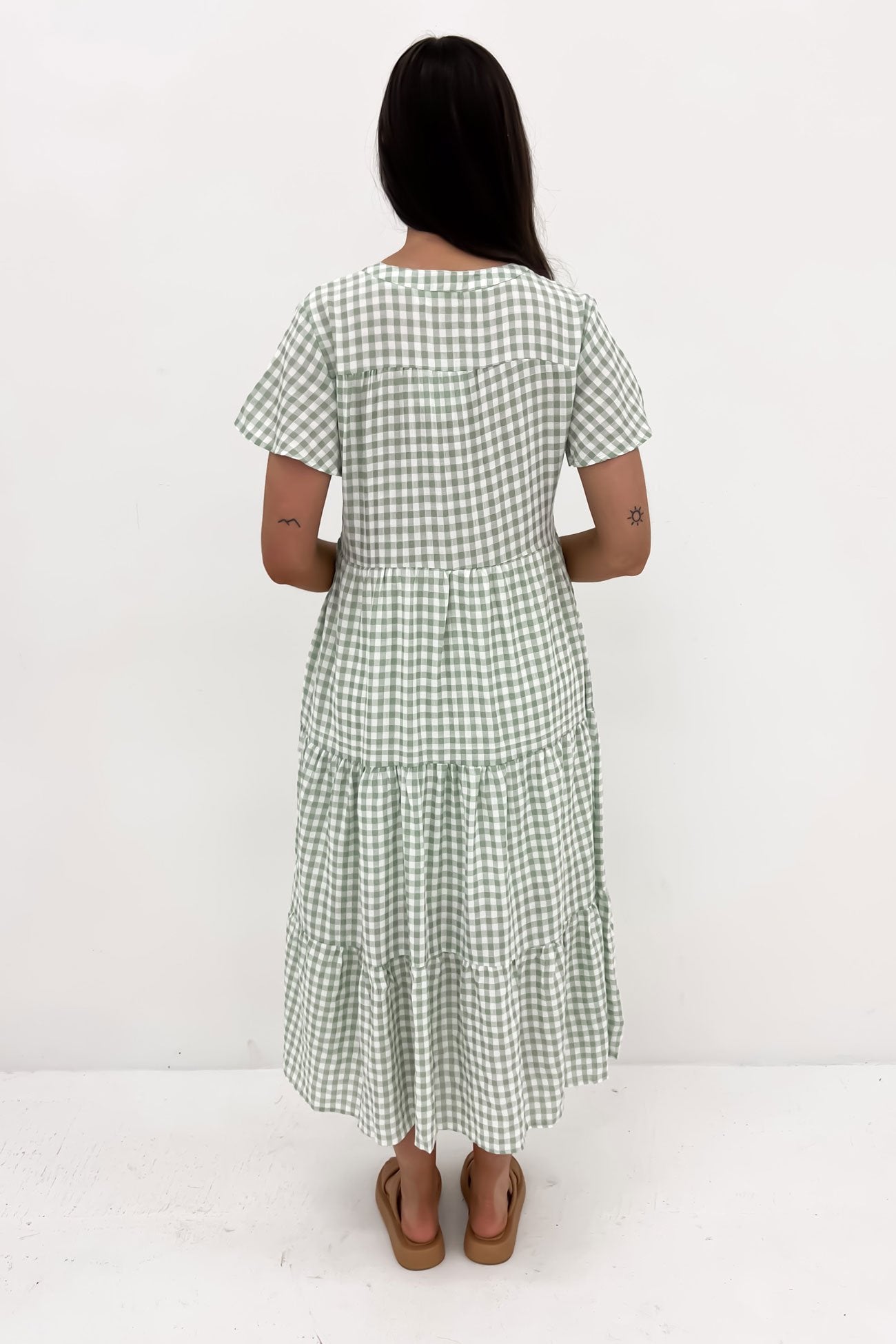 Zenny Midi Dress Sage Gingham