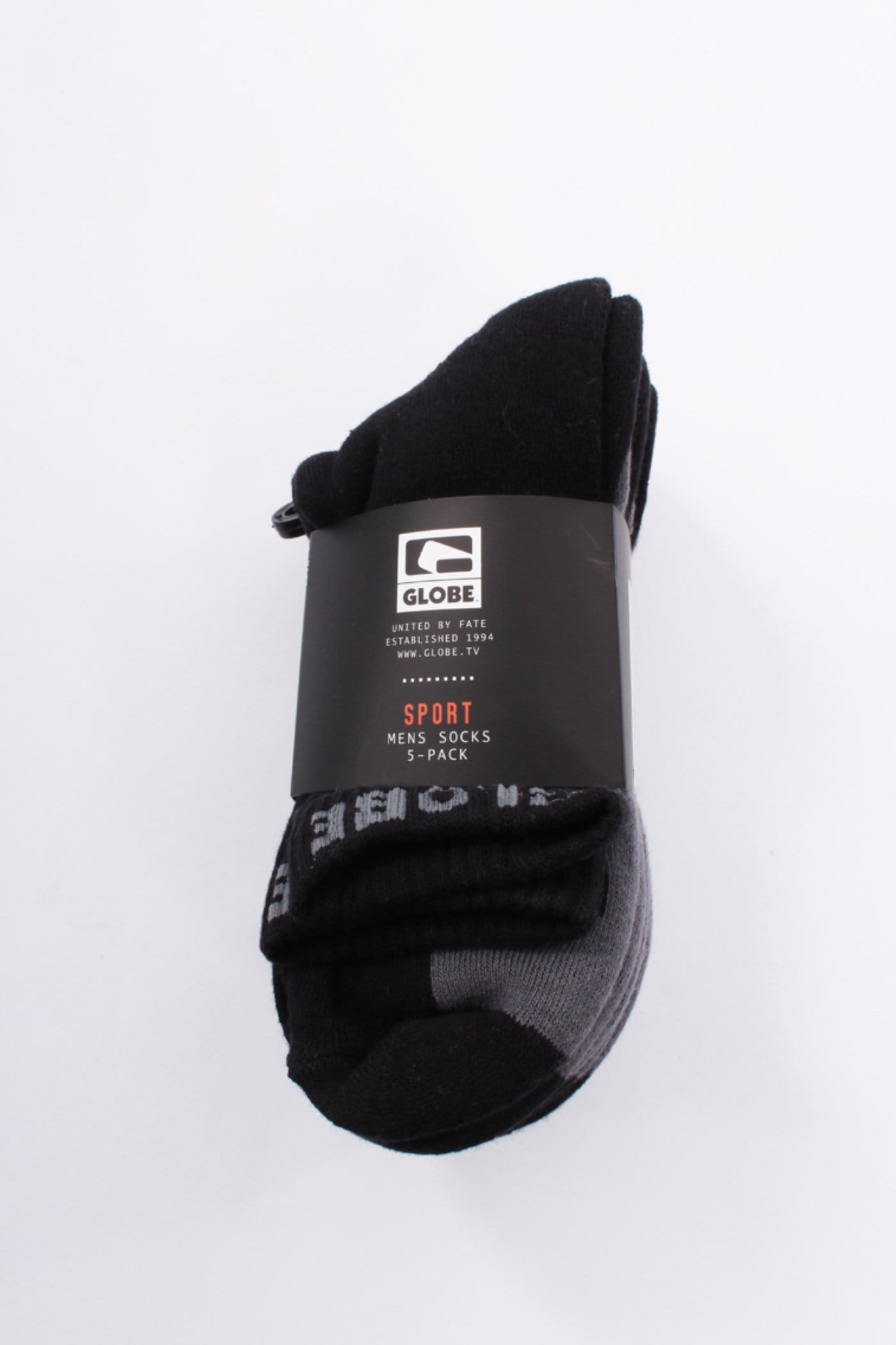 Crew Sock 5 Pack Black Grey Globe - Jean Jail