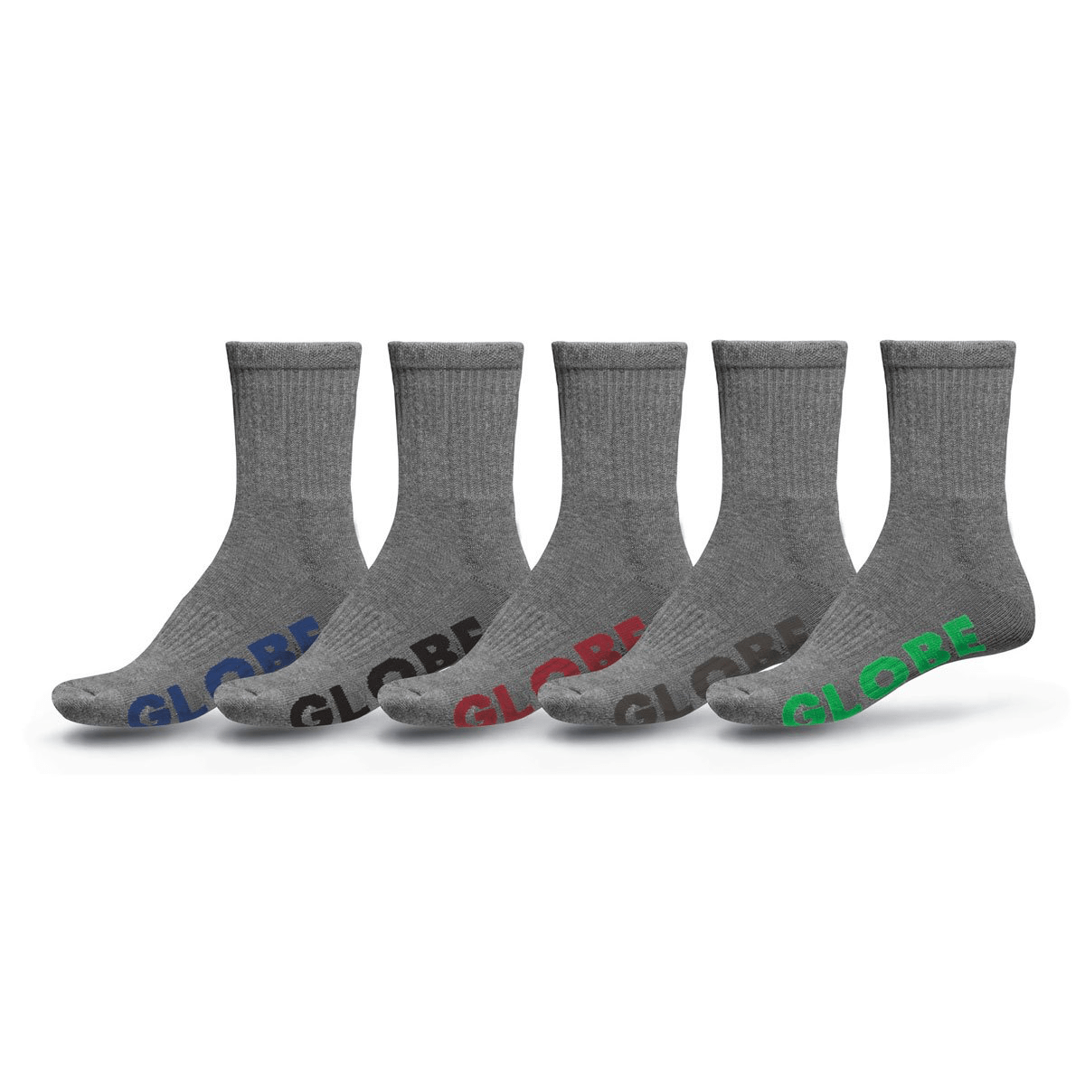 Large Stealth Crew Sock 5 Pack Grey Globe - Jean Jail