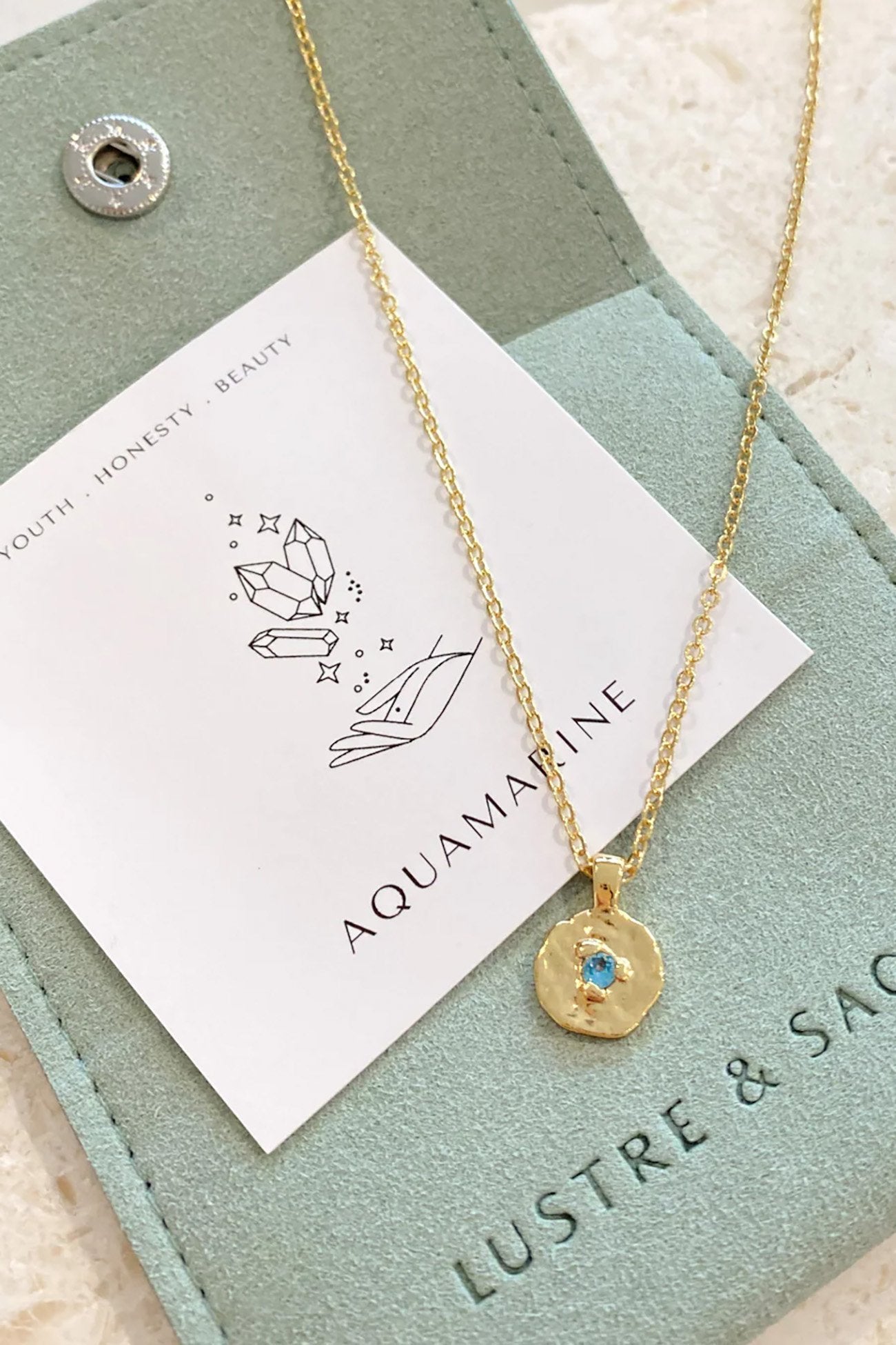 Birthstone Necklace March Gold