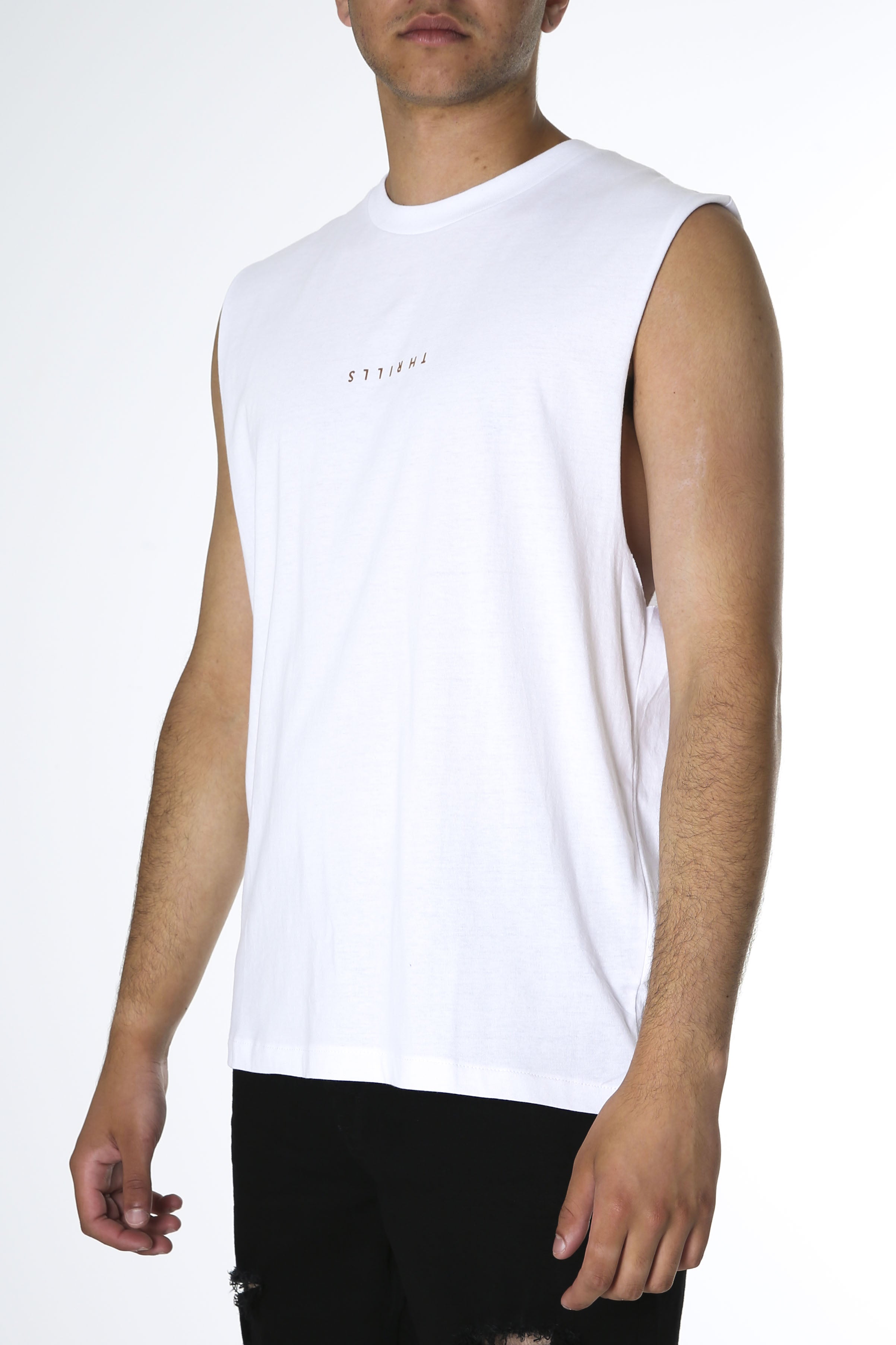 Minimal Thrills Merch Fit Muscle Tee White
