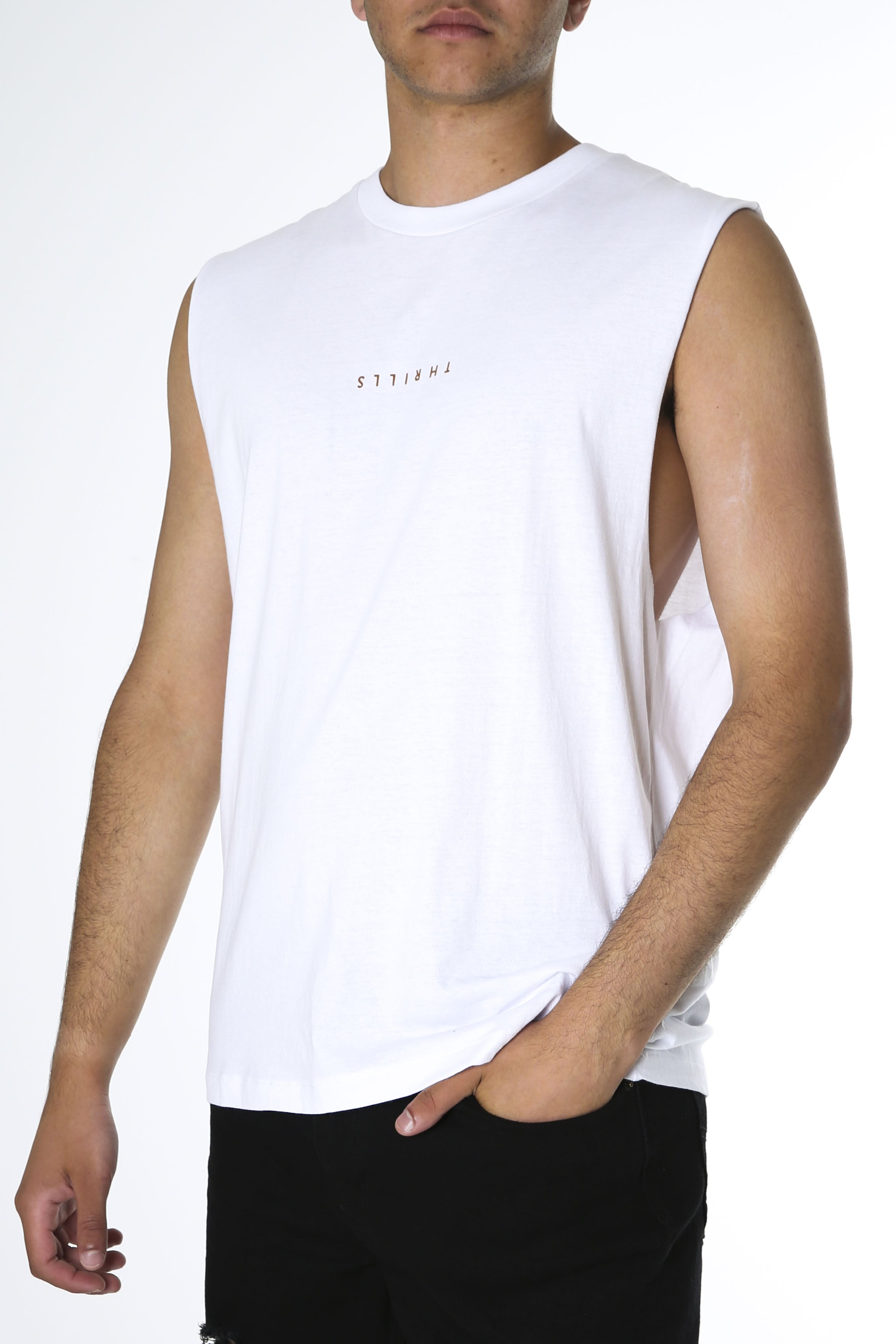 Minimal Thrills Merch Fit Muscle Tee White