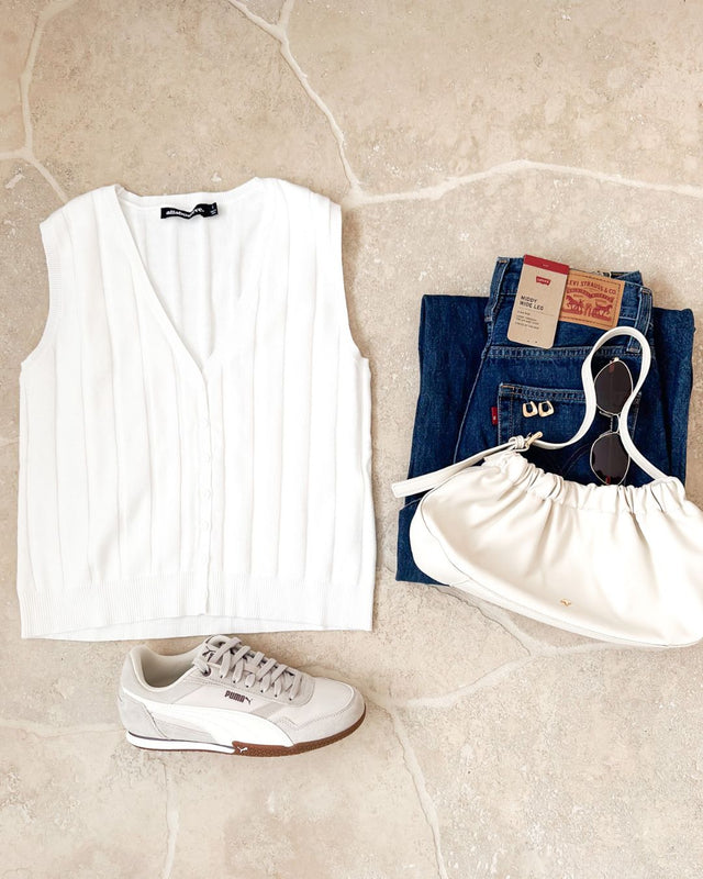 Marlowe Knit Top Vintage White