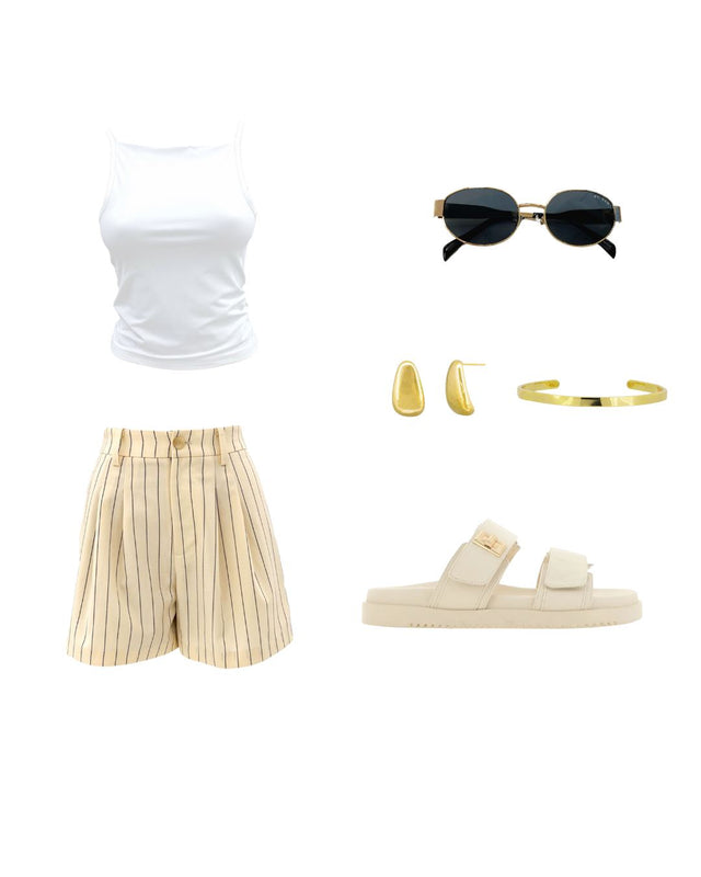 Maddox Stripe Short Beige