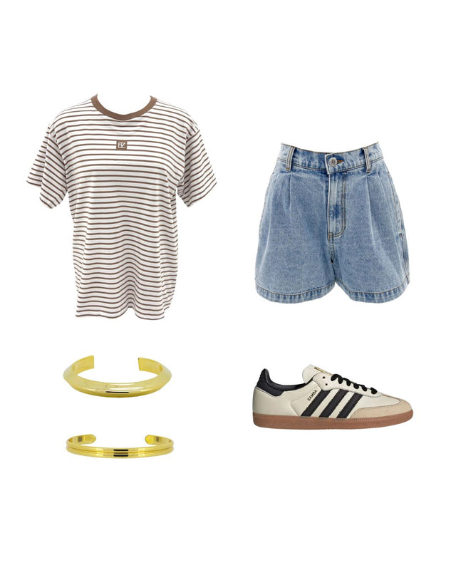 The Beau Stripe Tee Brown Stripe & Tatum Denim