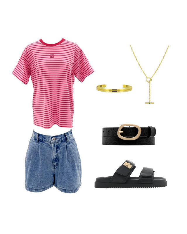 The Beau Tee Pink Stripe & Tatum Denim