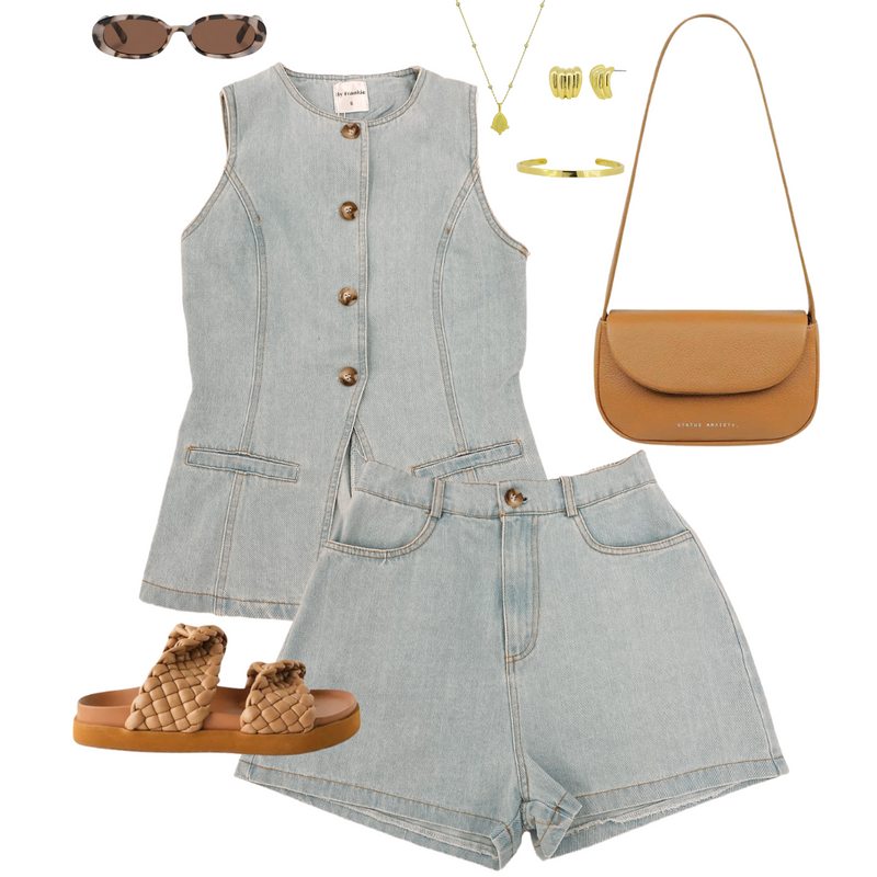 The Jade Denim Set in Light Blue