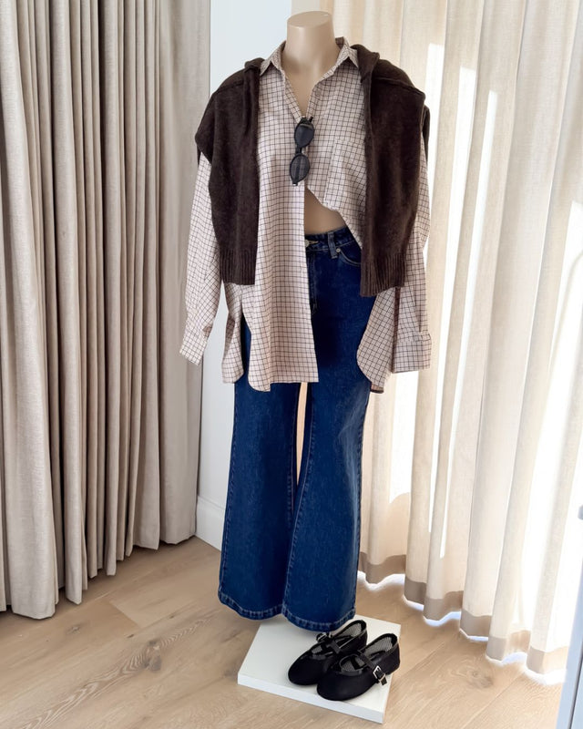 Sharnah Shirt in Beige Check
