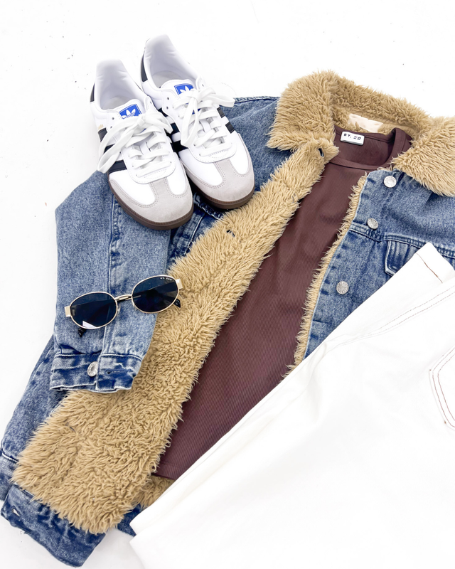 The Angelina Denim Jacket in Blue Acid Wash