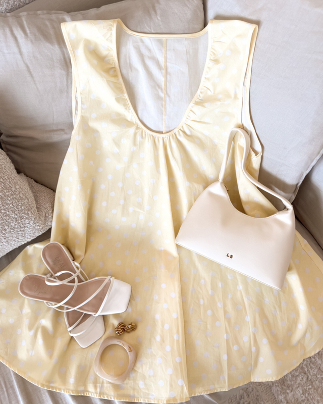 Caitlin Mini Dress Lemon Polka Dot
