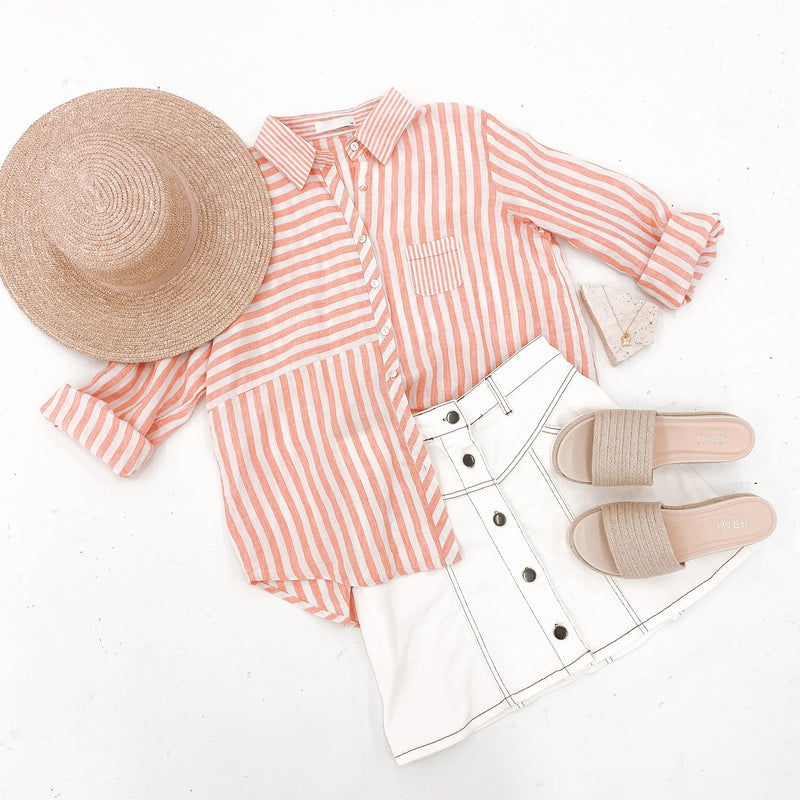 The Connor Linen Shirt Coral