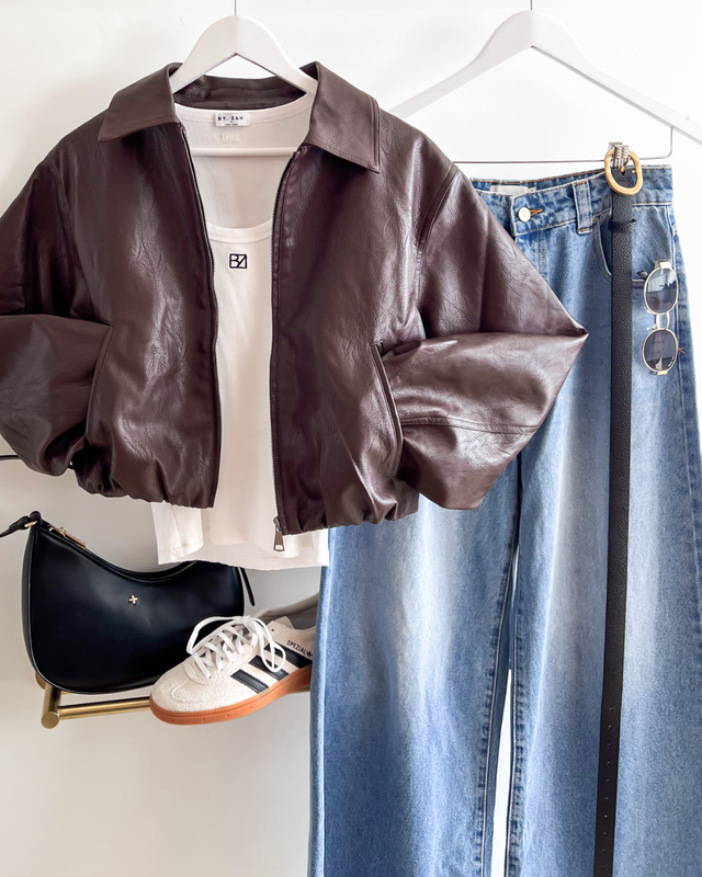 The Danel Pleather Bomber in Brown