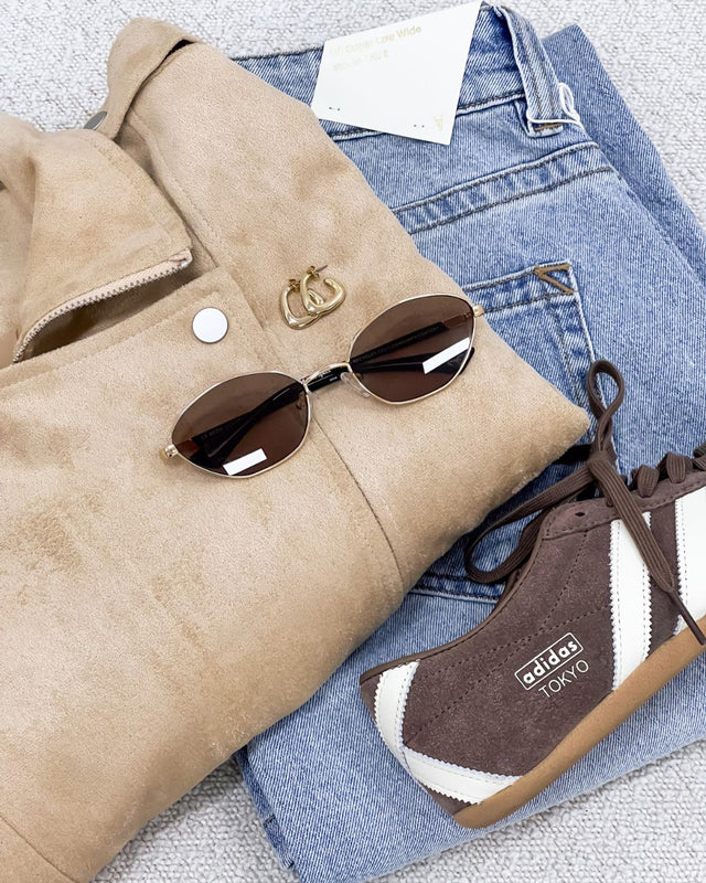Leeha Faux Suede Bomber Beige