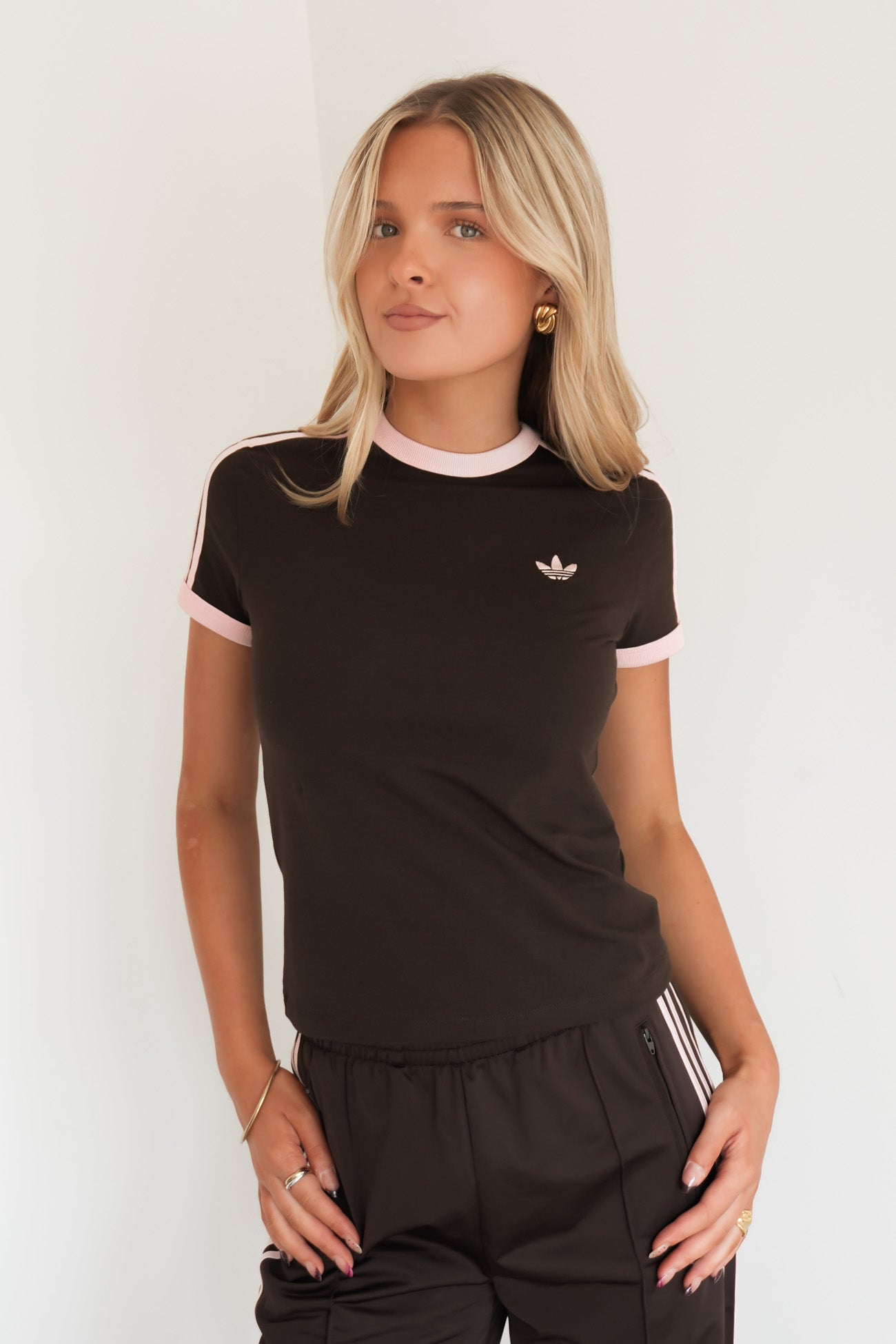 3 Stripe Slim Tee Aurora Coffee Sandy Pink