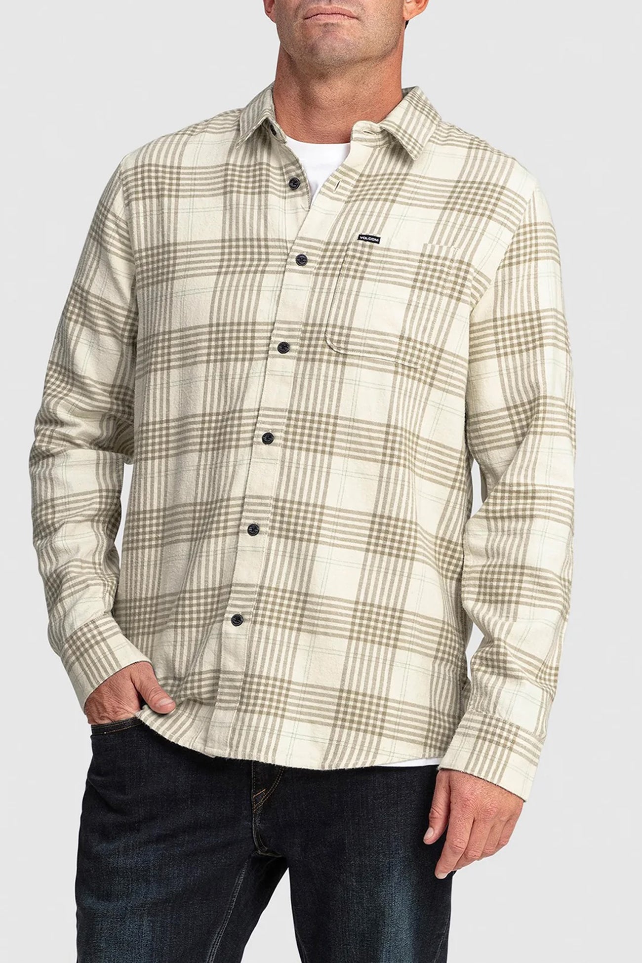 Caden Plaid Long Sleeve Shirt Dirty White