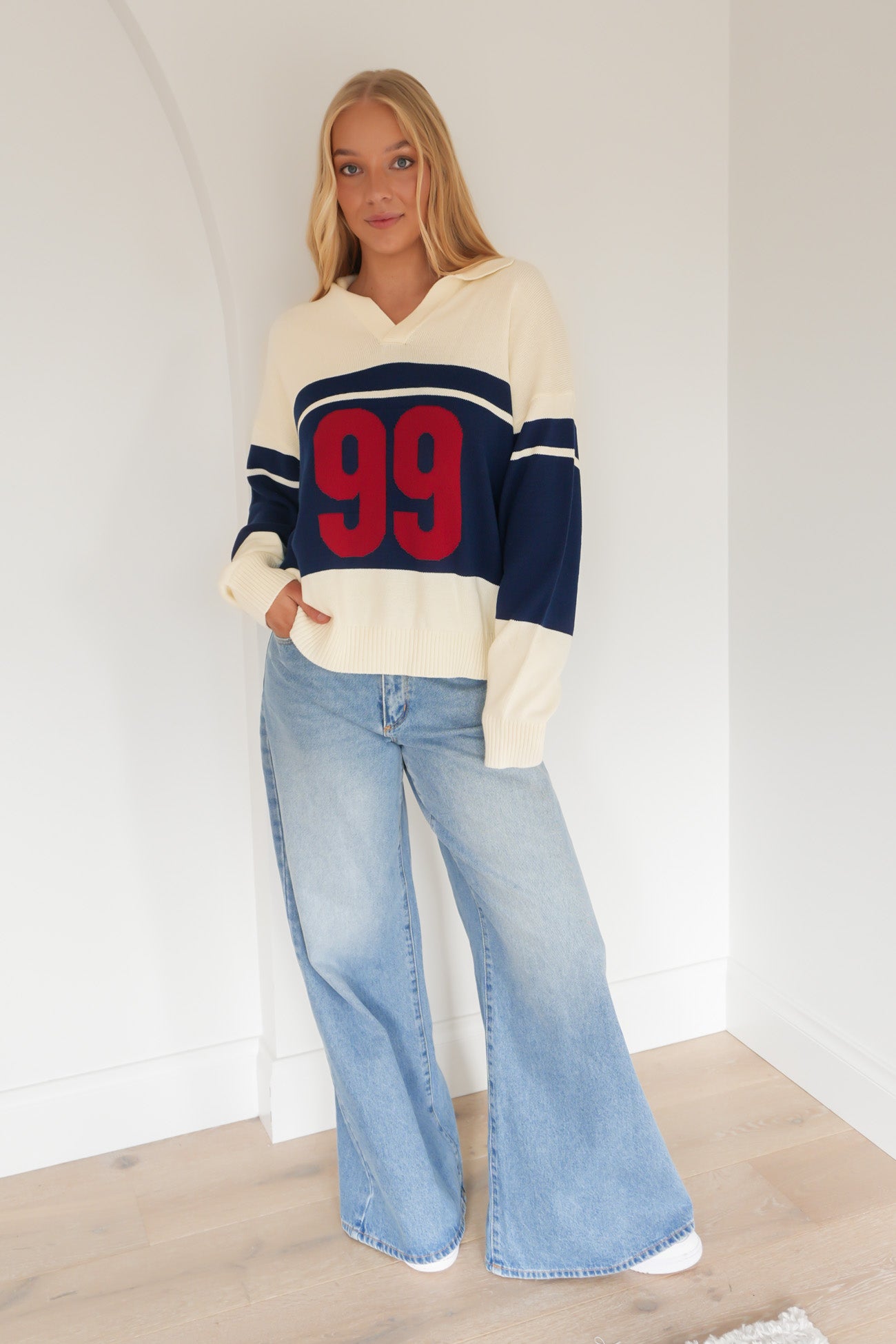 A 99 Rugby Knit Blue Stripe