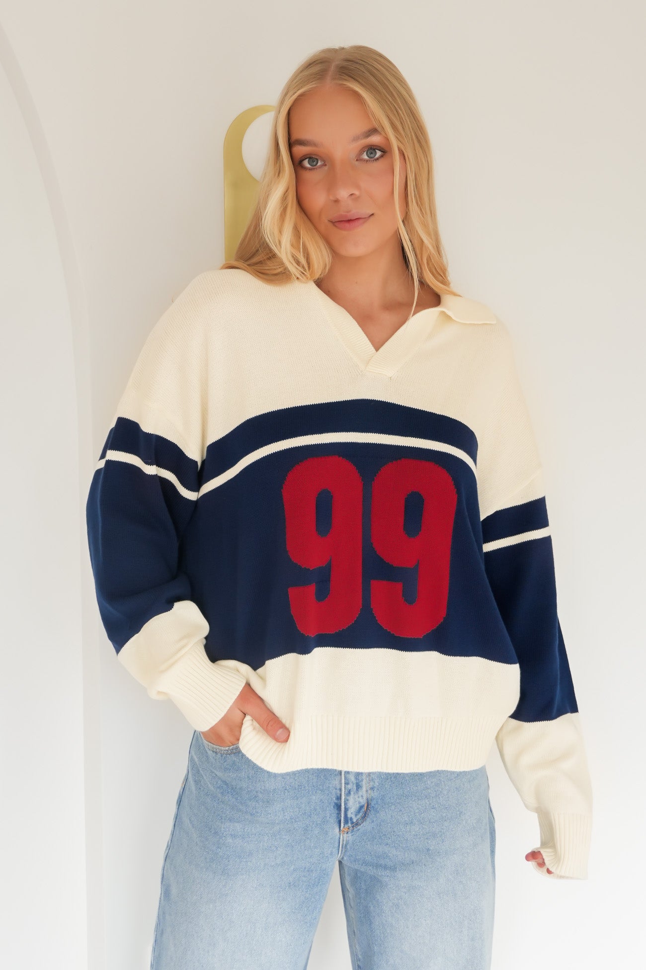 A 99 Rugby Knit Blue Stripe