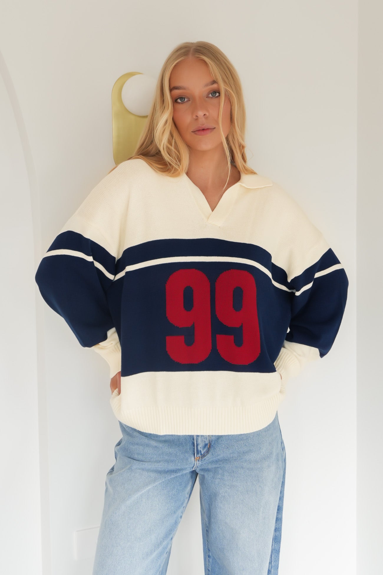 A 99 Rugby Knit Blue Stripe