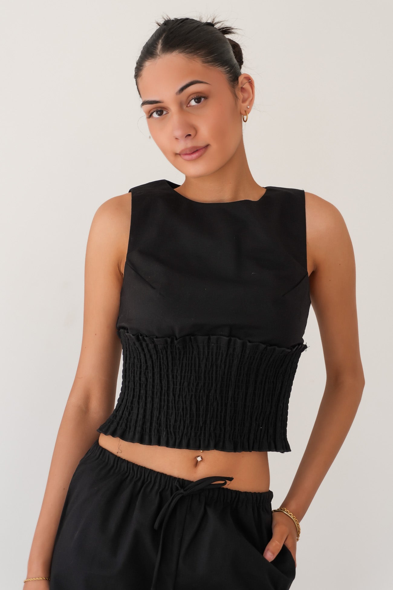 AAE Timeless Shirred Tank Black