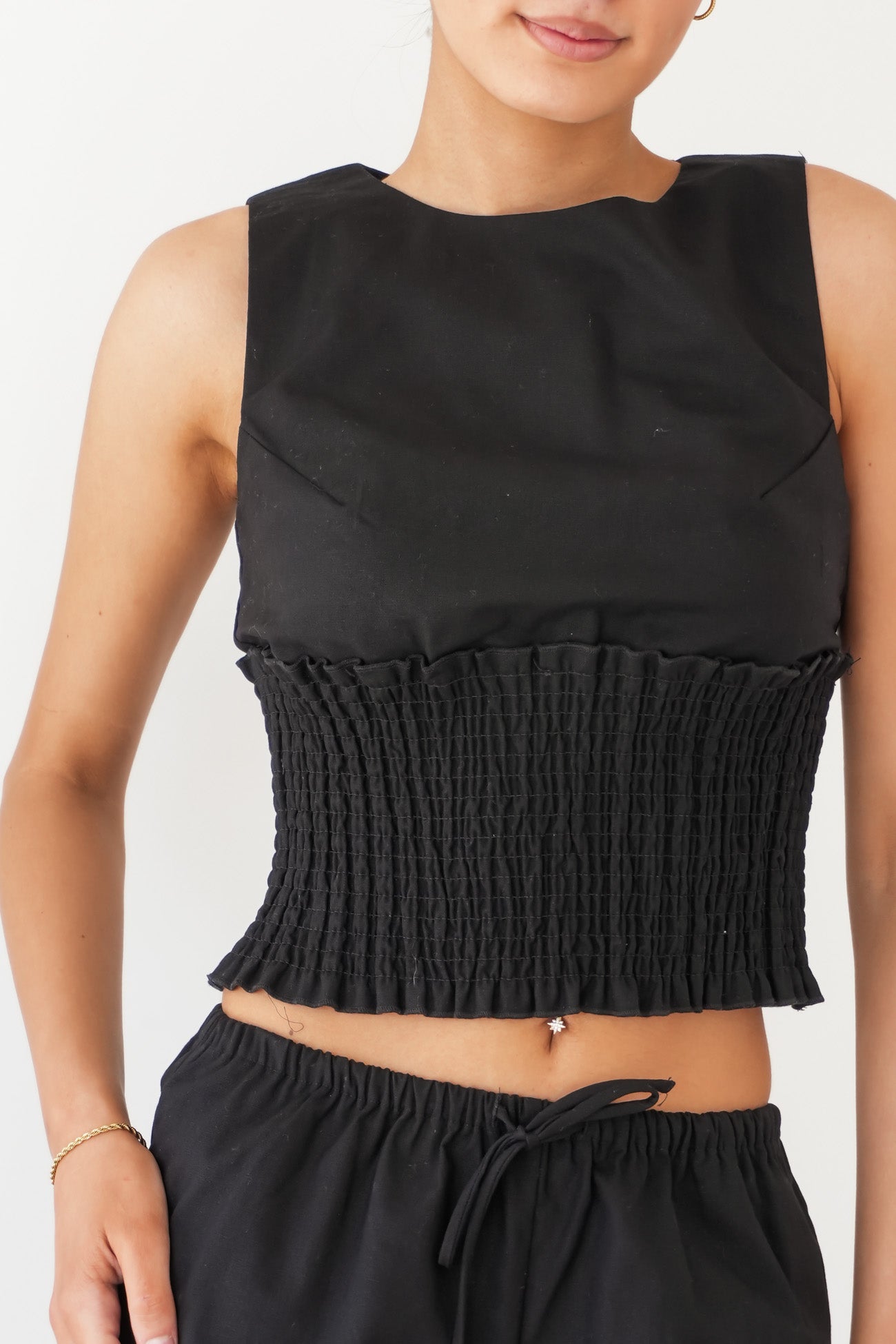 AAE Timeless Shirred Tank Black