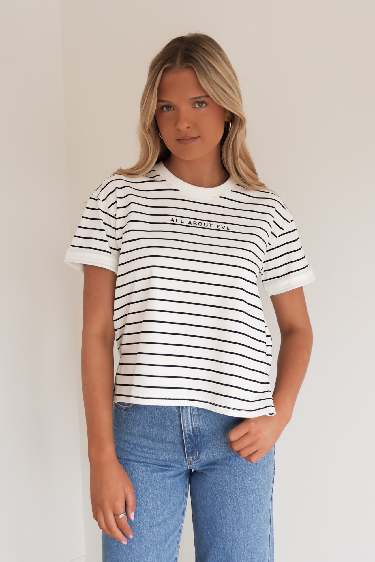 AAE Washed Stripe Tee Black