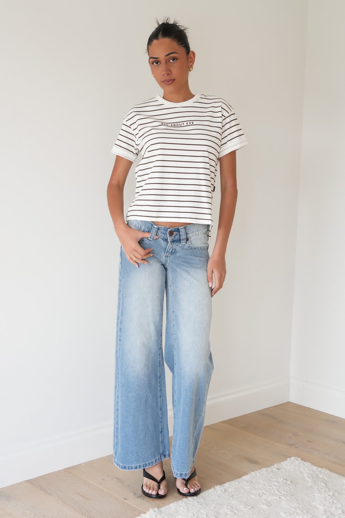 AAE Washed Stripe Tee Brown