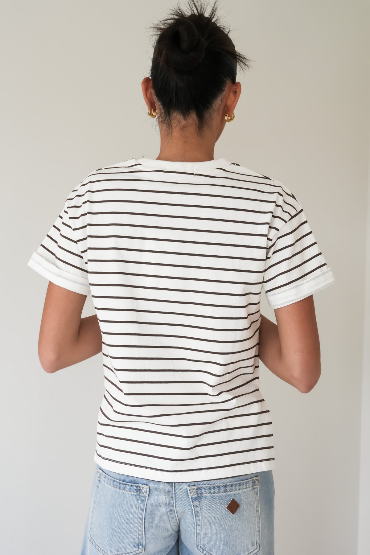 AAE Washed Stripe Tee Brown