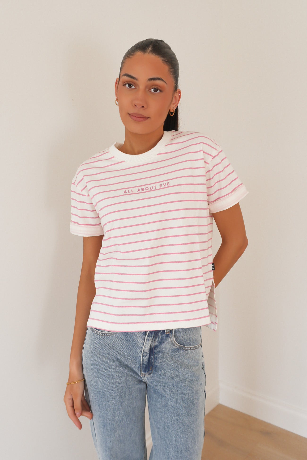 AAE Washed Stripe Tee Orchid