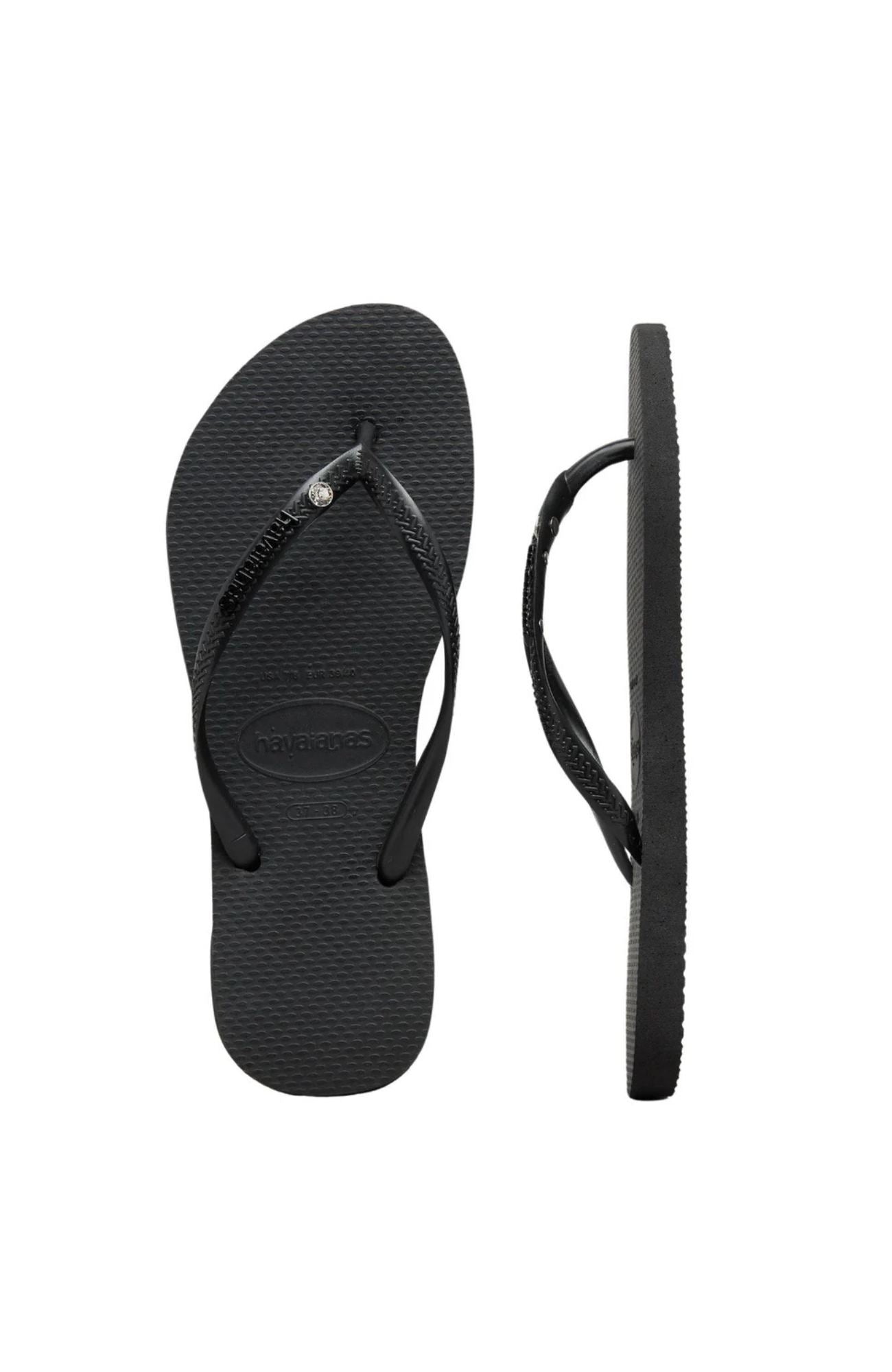 Slim Metal Logo Crystal Black Black