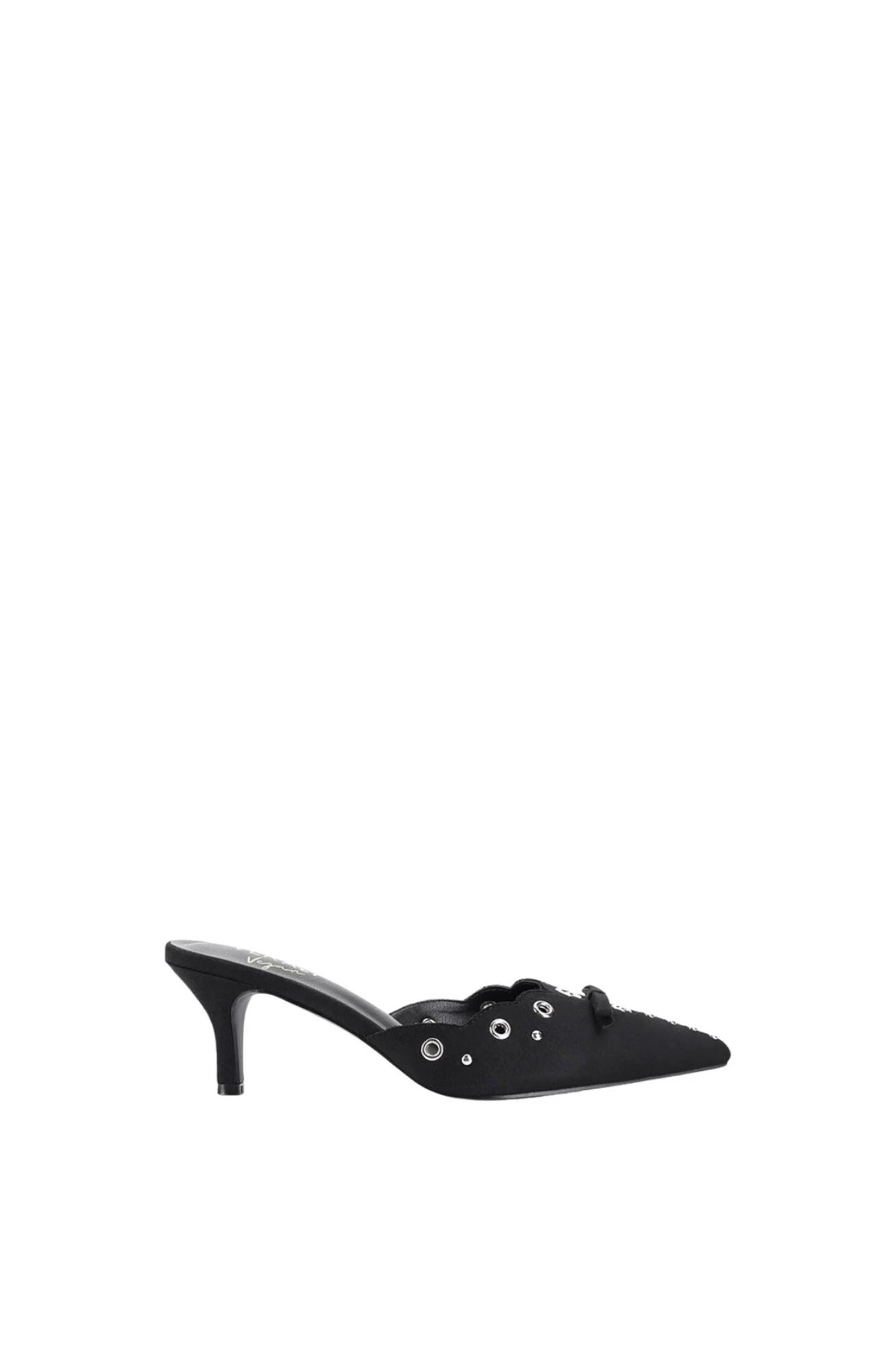 Ziggy Point Toe Kitten Heel Black Micro