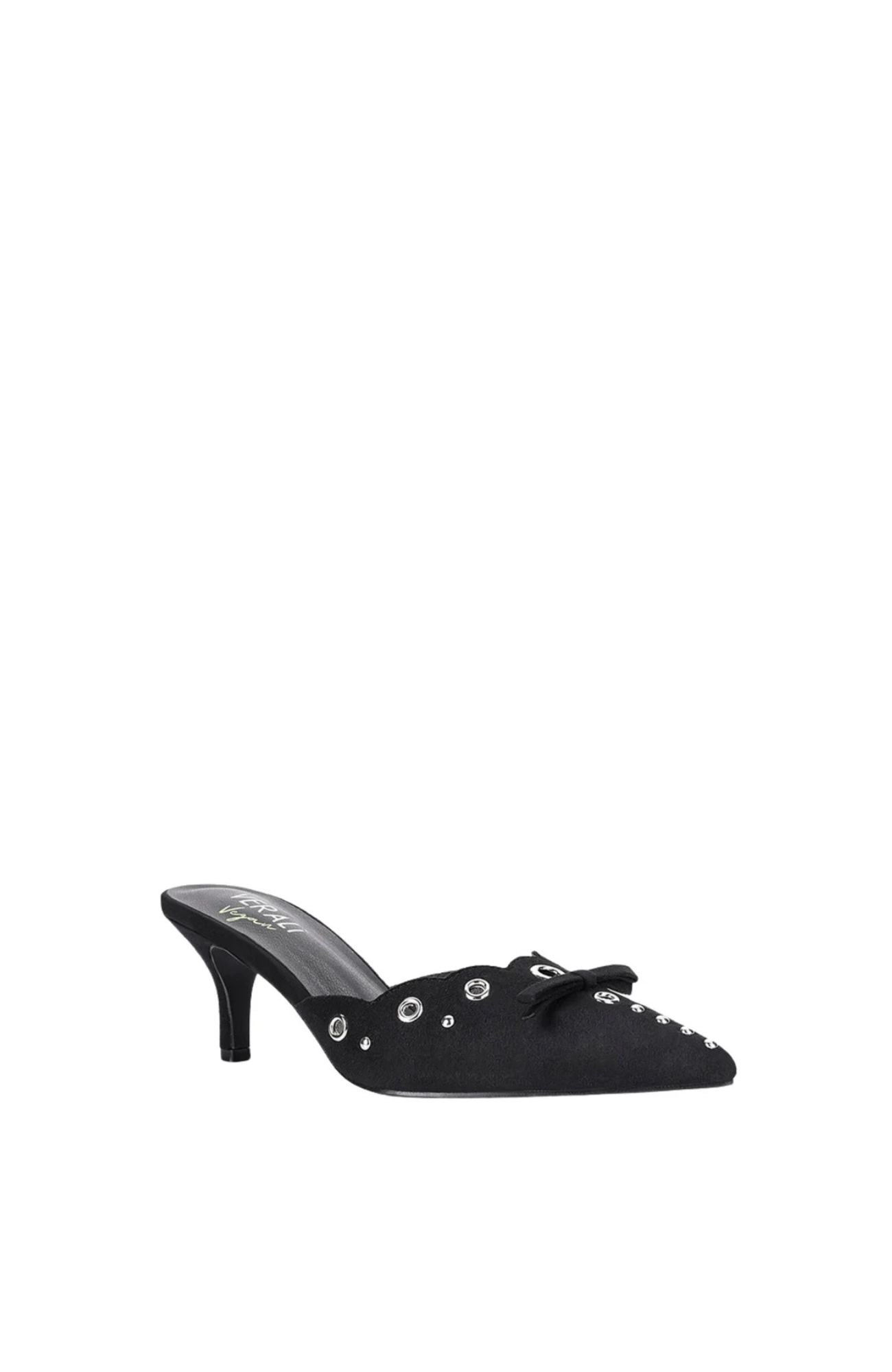 Ziggy Point Toe Kitten Heel Black Micro