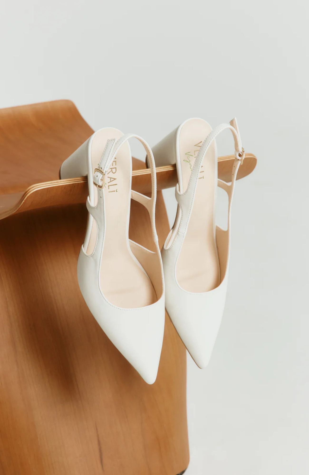 Elton Slingback Block Heels Chalk White