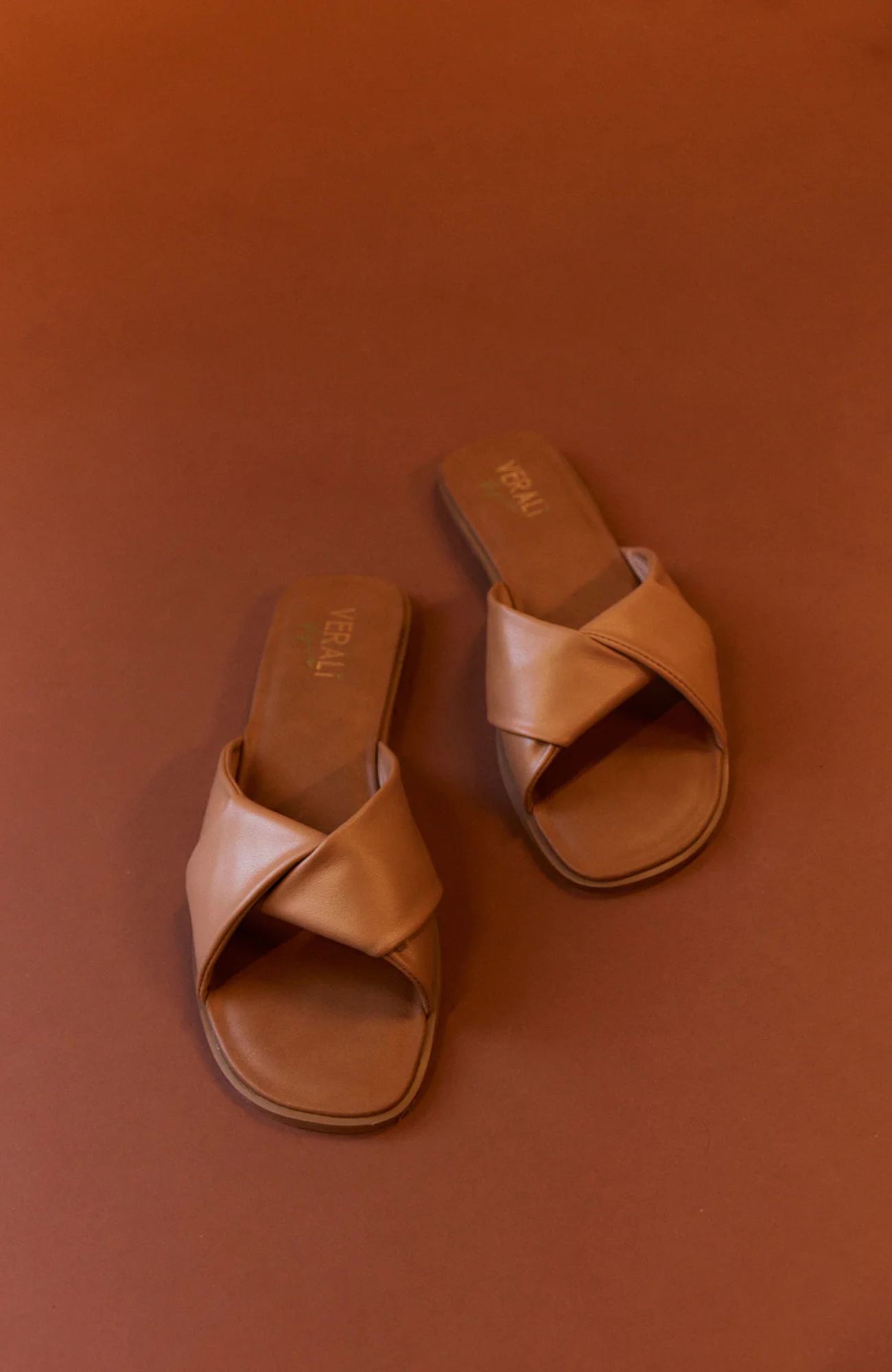 Sage Casual Slides Dark Camel Tan
