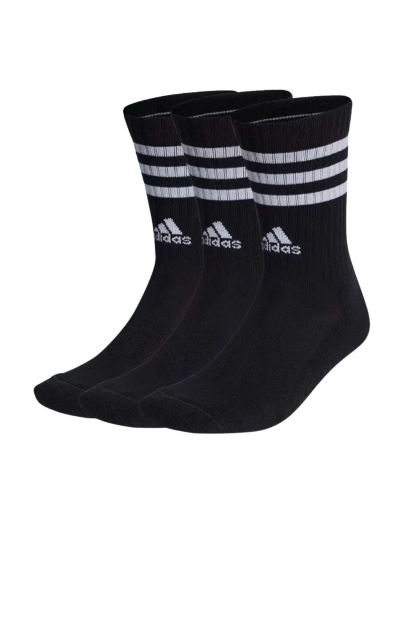 3-Stripes Cushioned Crew Socks 3PK Black White