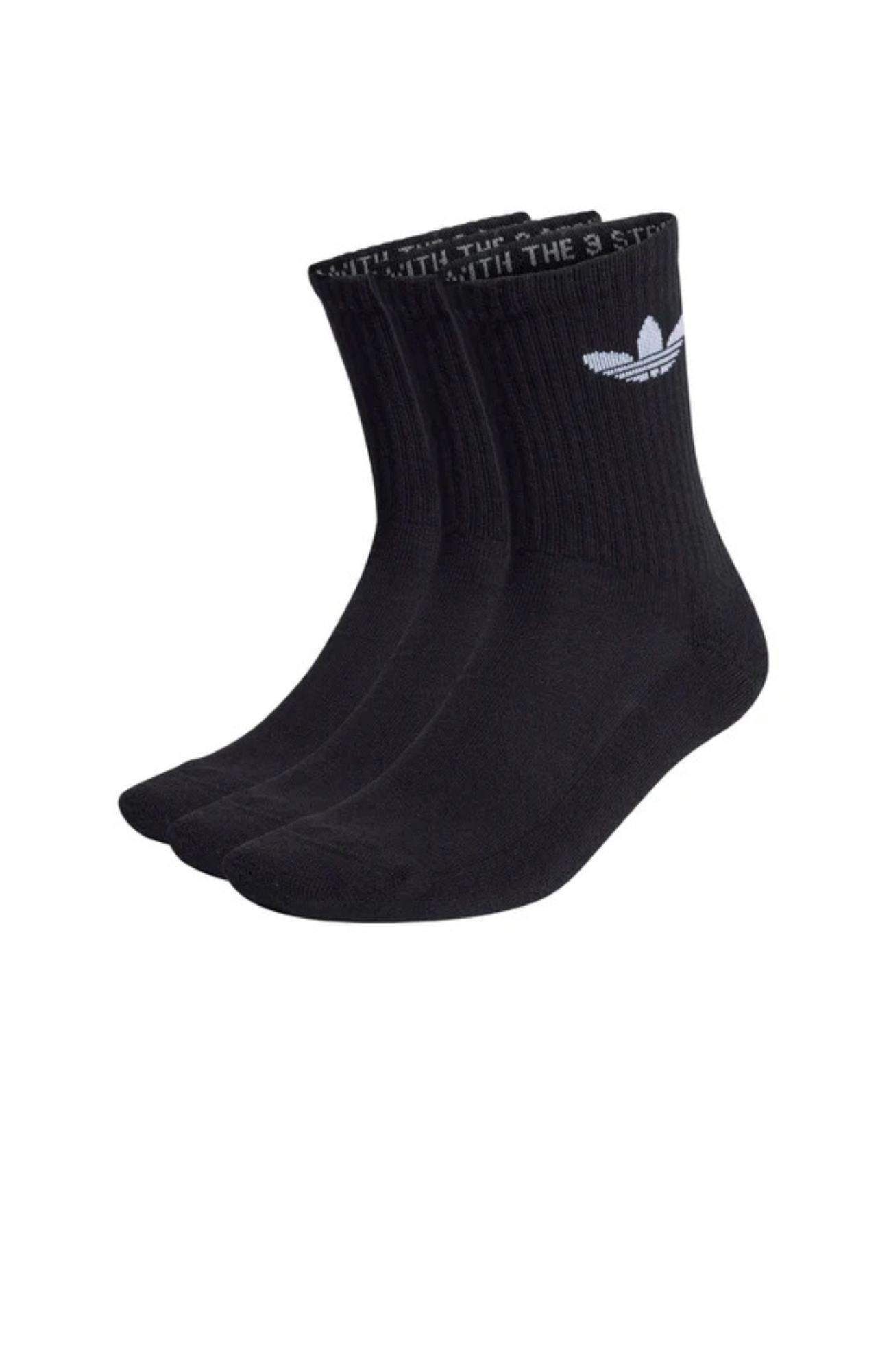 Cushioned Trefoil Mid-Cut Crew Socks 3PK Black
