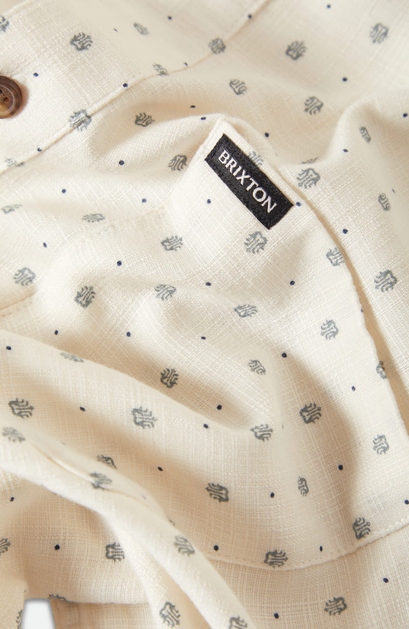 Charter Short Sleeve Woven Slub Shirt Off White Micro Geo