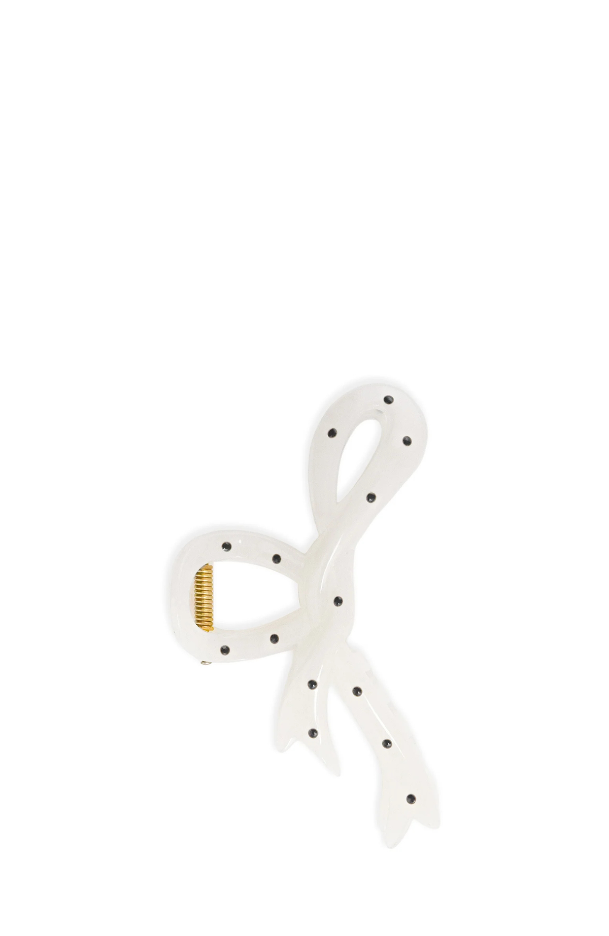Brenda Ribbon Claw Clip Black Polka Dot