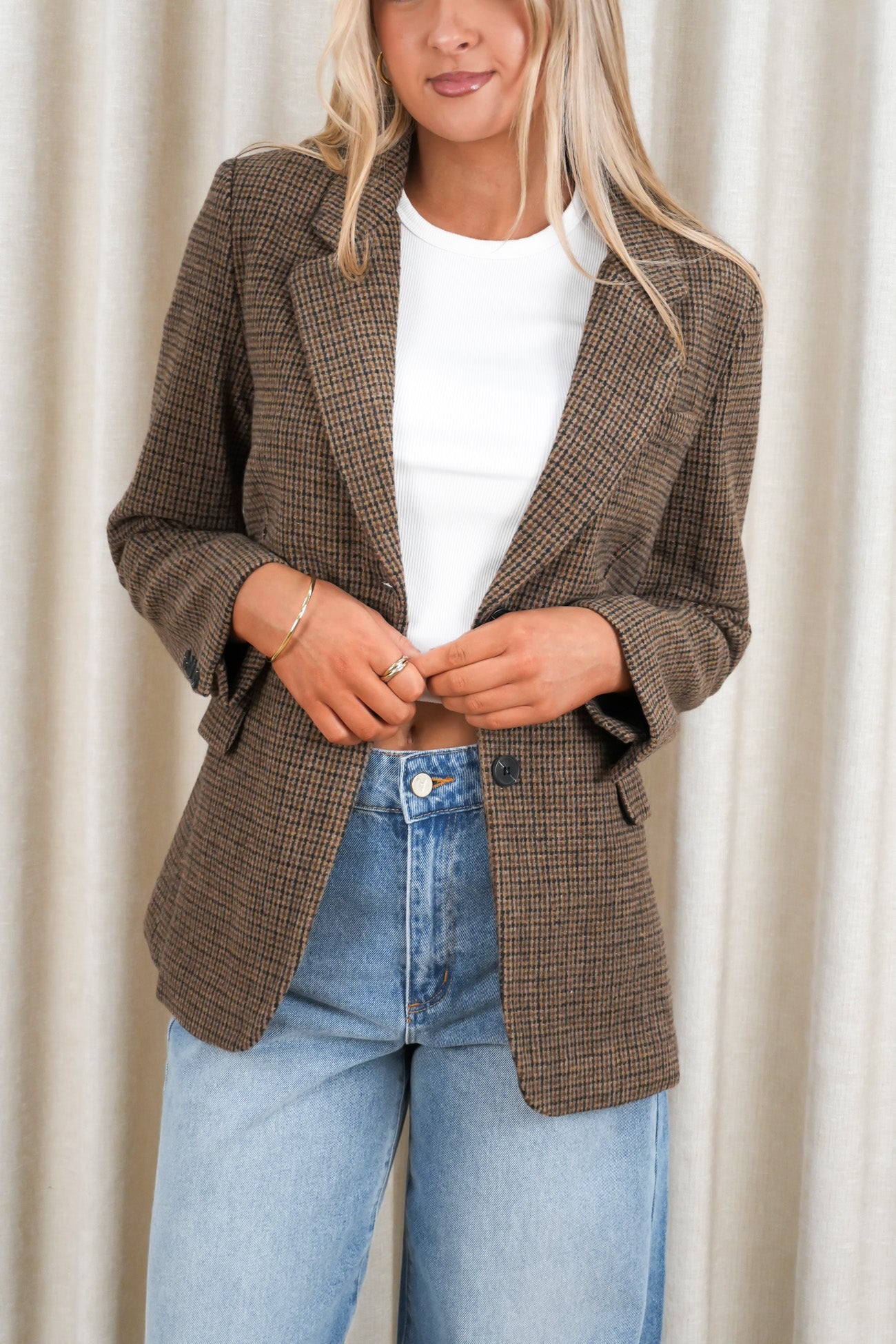 Adrian Blazer Brown Plaid